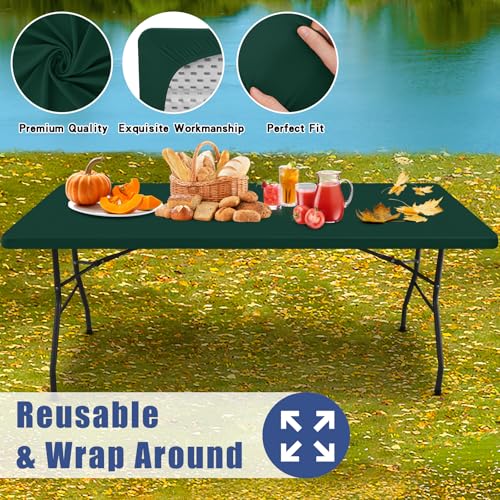 2 Pack Rectangle Spandex Fitted Table Cloth (Hunter Green / 72" x 18" (Rectangular))