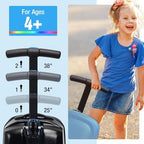 2-in-1 Ride-On Scooter Suitcase for Kids & Adults, 20” Foldable Hardshell Carry-On Luggage for Travel, Lightweight Kids Scooter Bag with Wheels (Blue With LED)