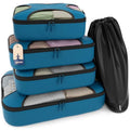 5 Set Packing Cubes for Travel with Laundry Bag (5 Set - Gentlemen's Blue / Set of 5)