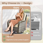 Patio Furniture Set (5 PCS Loveseat Rocking Chair Set / Beige Tan)