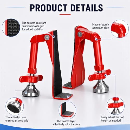 Portable Door Stopper Door Lock for Travel Anti Theft Door Blocker (Red)