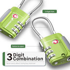TSA Approved Cable Luggage Locks (3 Digit green 2 pack)