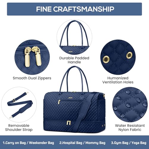 Travel Weekender Bags for Women (62-Blue / Large)