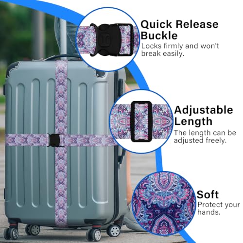 Luggage Straps for Suitcases (Purple Print)