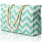 Beach Bags for Women Large Waterproof Beach Tote Bag Zipper Beach Bags Waterproof Sandproof Swim Pool Bag Large Tote (Turquoise Green)
