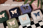 Travel Jewelry Organizer Boxes for Women Small Portable Necklace Earrings Bracelet Rings Travel Case Best Friend Birthday Gifts for Women Trendy (Butterfly_Pink_Gray)