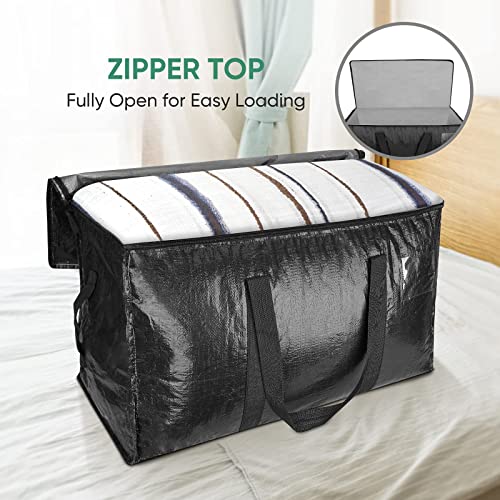 4 Pack Oversized Moving Bags with Reinforced Handles (4-Pack / Black)