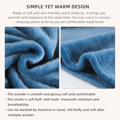 Large Soft Travel Blanket and Inflatable Pillow Set (Blue)