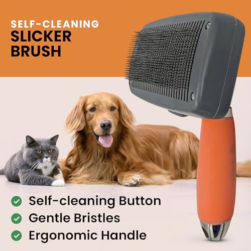 Self Cleaning Slicker Brush for Dogs & Cats (Slicker Dematting Comb)