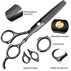 6.89 inch Hair Cutting Scissors Set With Thinning Knife (Black)