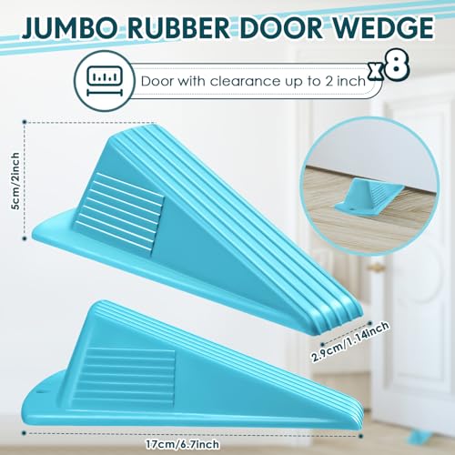 8 Pcs Jumbo Door Stoppers Heavy Duty Rubber Doorstop (Blue)
