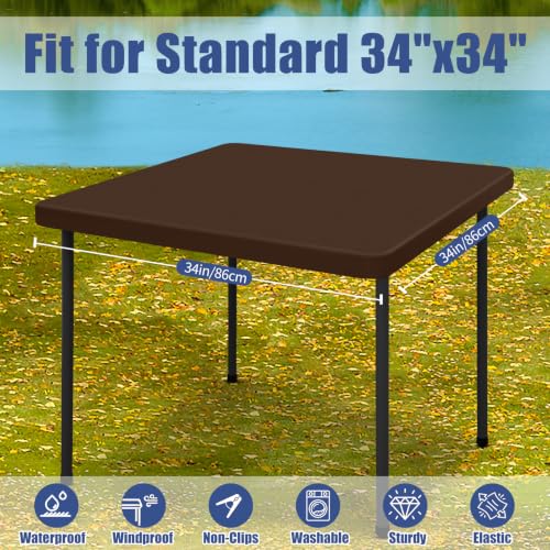2 Pack Square Spandex Fitted Table Cloth (Coffee / 34" x 34" (Square))