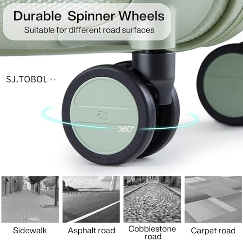 24 Inch Luggage Suitcases With Spinner Wheels Lightweight PC Hard Shell Rolling Suitcase With Travel Lock (24 Inch / Bamboo Green)