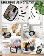 TSA Approved Toiletry Bag Clear Quart Size Travel Bags Makeup Bag (Black / 1 Pack, Handle)