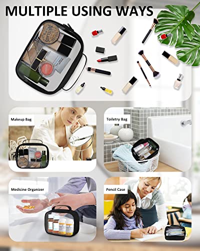 TSA Approved Toiletry Bag Clear Quart Size Travel Bags Makeup Bag (Black / 1 Pack, Handle)