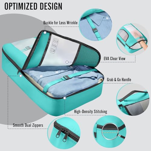 10 Set Packing Cubes for Travel Essentials (10 Teal)
