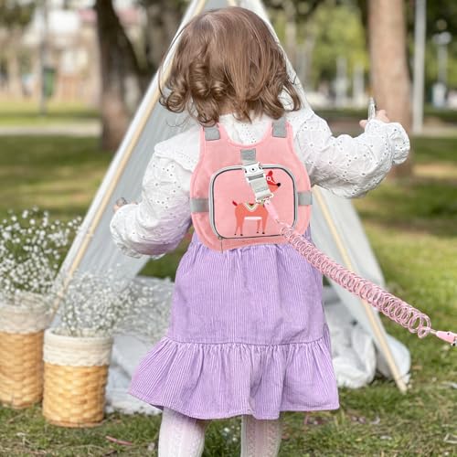 Toddler Harness Leash + Anti Lost Wrist Link (Baby Pink/Deer)