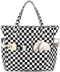 Large Beach Bag for Women (Black White Grid)