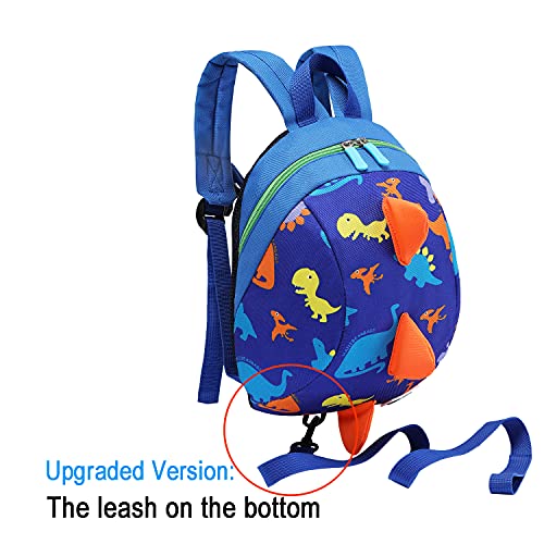 Toddler Mini Dinosaur Backpack with Child Leash (Deep Blue-a)