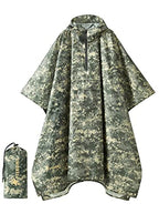 Hooded Rain Poncho for Adult with Pocket (Green Digi Camo 1/4 Zipper)