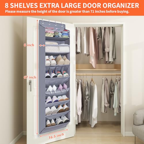 1 Pack Over The Door Shoe Organizer (GREY / 25+ Pairs)