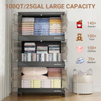 400Qt Stackable Storage Bins with Lid (Black / 100QT-4Pack)