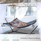 12FT 2 Person Hammock with V Shaped Spreader Bar (Brown Stripes)