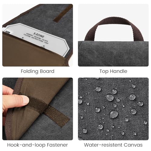 Garment Folder Compression Packing Cubes Suitcase Organizer Bags (Black)