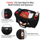 55L Gym Sport Duffle Bag for Men (Black / 22 inch)