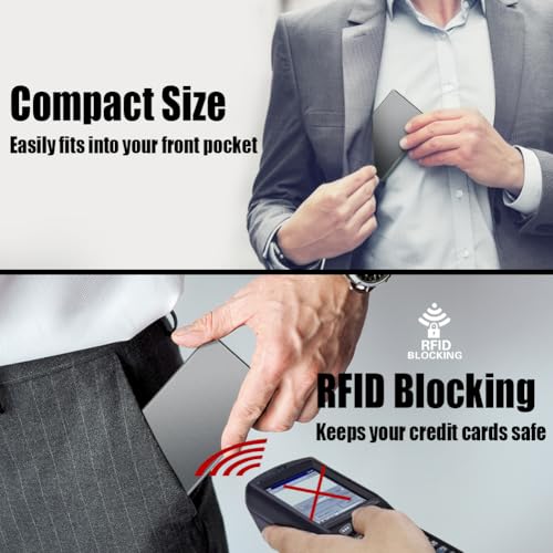Slim Minimalist Wallet RFID Credit Card Holder for Men (small / Metallic Grey)