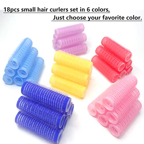 18PCS Self Grip Small Hair Curlers Heatless Roller Hair Curlers Pro Salon Hairdressing Curler DIY Curly Hairstyle Hair Rollers Tools Rat Tail Comb for Women Medium Short Hair (red)