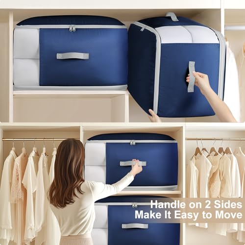 Comforter Storage Bag (Navy Blue / 130L (3-Layer Compression))