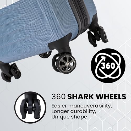 Rails Expandable Hardside Upright Suitcase with 360° Spinner Wheels (Denim / Medium Checked)