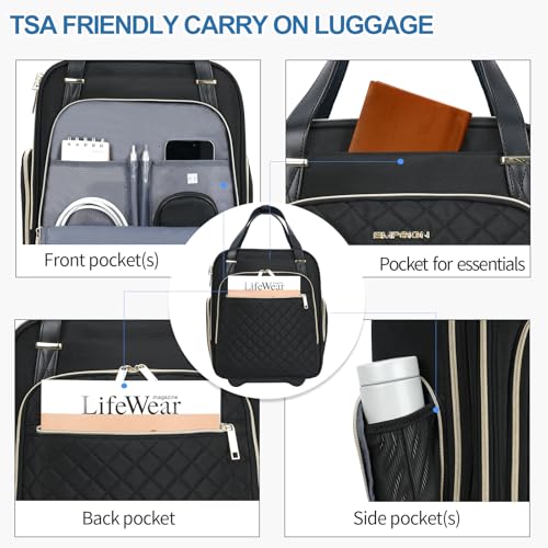 Underseat Carry On Wheeled 16" Bag with Wheels (Black-Gold Zipper / 16 Inch Roller)