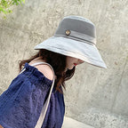 Women Summer Wide Brim Sun Hat Bucket Fishing Hats UV Protection (One Size / B4-fyu001-lightgray)