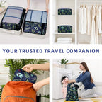 8 Set Packing Cubes Luggage Packing Organizers for Travel Accessories (Navy Leaf / 8 Set)