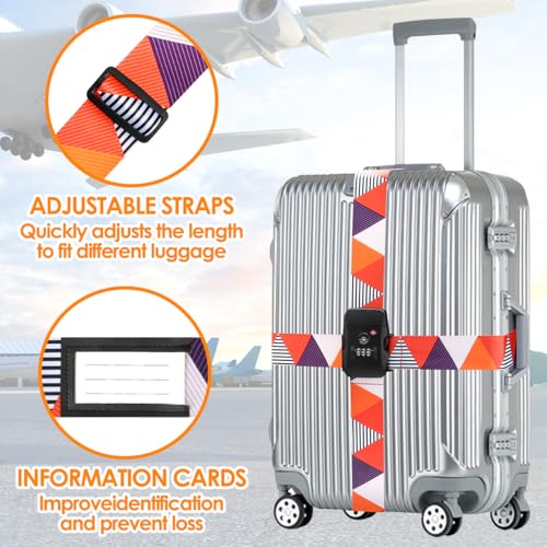 TSA Adjustable Travel Luggage Strap Suitcase Belt Travel Bag Accessories 1.96 in W x 6.23 ft L (Brilliant Triangle-With TSA Lock)