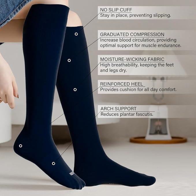LEVSOX Compression Socks for Pregnant Women 20-30 mmHg Knee High Cute Funny - Image 2