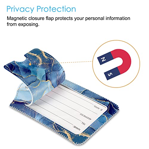 Luggage Tags Privacy Cover ID Label for Travel Bag Suitcase (Ocean Marble)