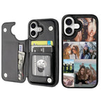 Custom Wallet Phone Case for iPhone 17 (Black-C / iPhone 17)