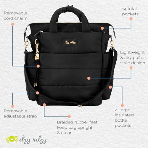 Dream Convertible Diaper Bag Tote Backpack (Midnight Black)