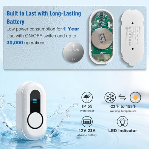 Wireless Door Bell Chimes with 1 Plug (1 Receivers, 1 Button,2 Door Chime)