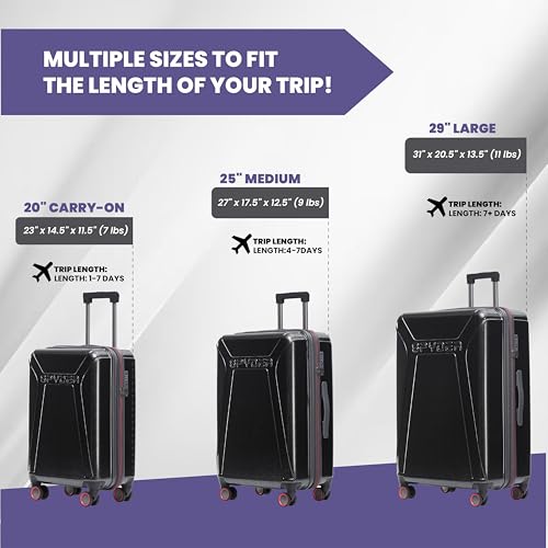 Traverse 20 Inch Carry On Expandable Hardside Upright Suitcase with 360° Spinner Wheels (Charcoal / Carry-On)