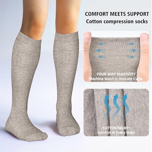 Cotton Compression Socks for Women&Men 20 (2 Pairs-brown / Small-Medium)