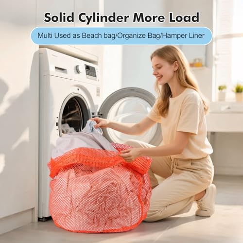 3Pcs Mesh Laundry Bags Washing Machine Mesh Wash Bags Jumbo for Delicates Clothes (Orange / Jumbo 3 pcs)