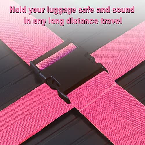 Luggage Straps for Suitcases TSA Approved Travel Essentials 8 Pack (Rose Red)