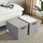 17" Large Fabric Storage Box with Lids (Gray / Large-17")