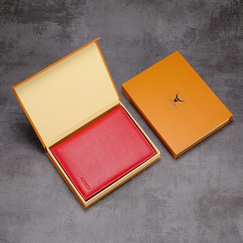 Leather Passport Holder for Travel (Red)