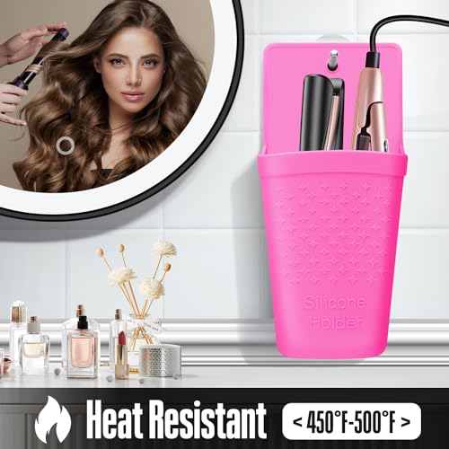 2 Pack Heat Resistant Silicone Hair Iron Mat and Pouch (2 Pack / Hot Pink)