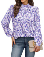 Long Sleeve Shirts for Women Fall Outfits for Women 2026 Business Casual Tops Blouses Dressy Casual Early Fall Fashion Clothing School Outfits for Teachers Work Clothes Trendy (06 - Light Purple Floral / Small)
